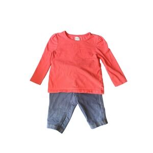 Old Navy Carter's Toddler Girl Outfit 12-18M Coral Top Jeggings Pants 2Pc Set
